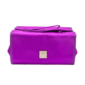 Purple TRAVEL BAG Fold Up Toiletry Case With Hanger & Clear Pockets